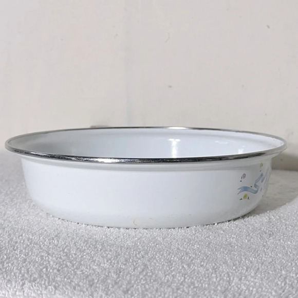 Vintage Enamelware Floral  Bouquet Skillet Frying Pan - Picture 5 of 12